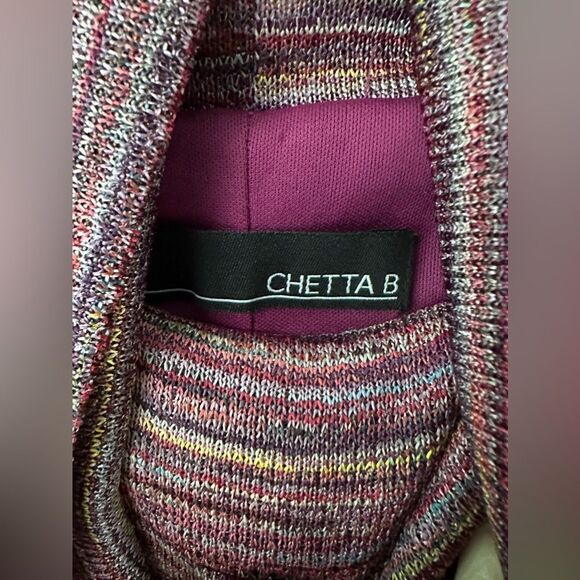 Chetta B Knit Metallic Turtleneck Sleeveless Dress Mauve Oink Purple Gold - Picture 2 of 7